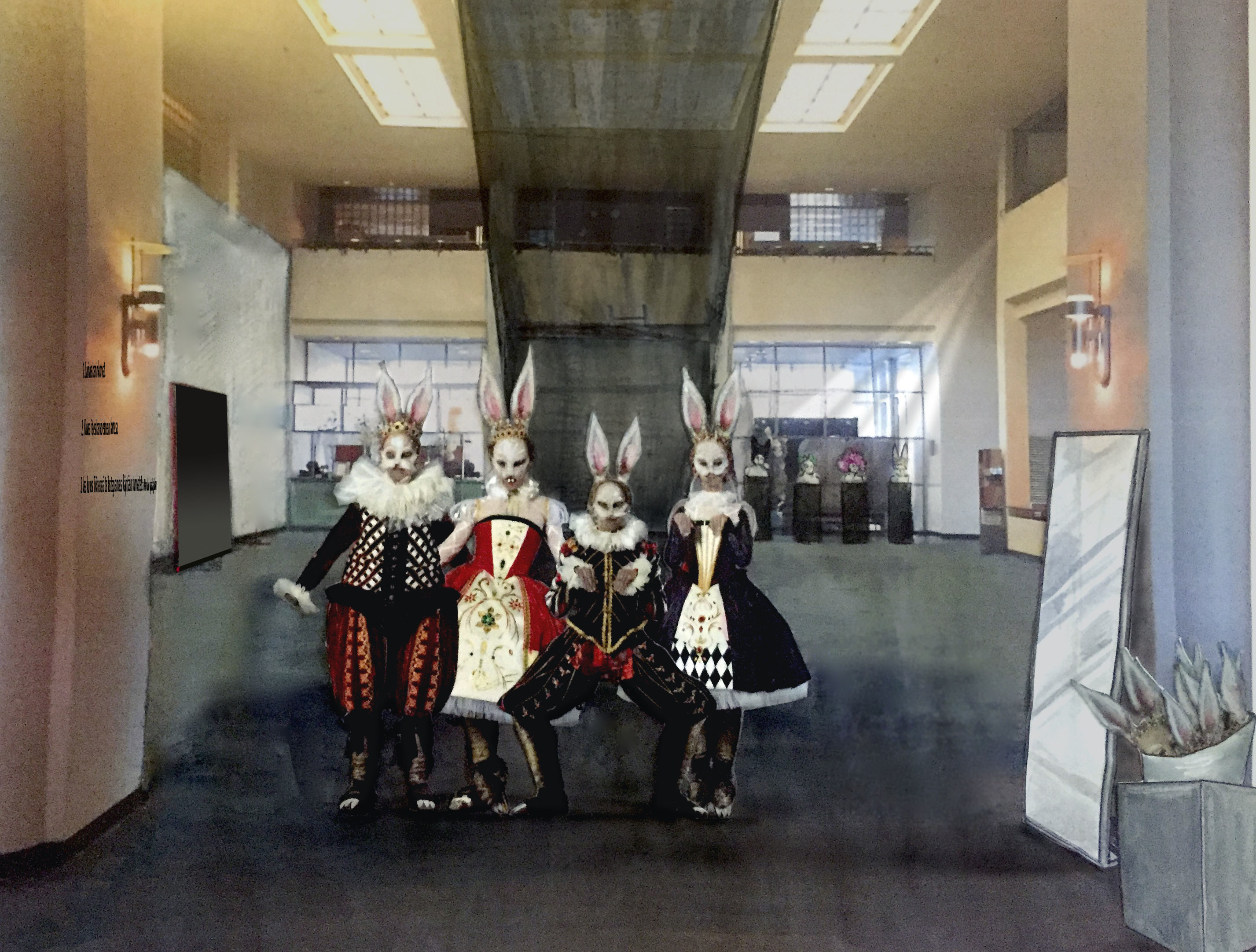 Final Thesis. Dense and translucent: Costume exhibition design. 2016. Julia Turunen. Interior Architecture. Photo: Julia Turunen. Tuuheaa ja läpikuultavaa: Pukunäyttelyn suunnitelma.